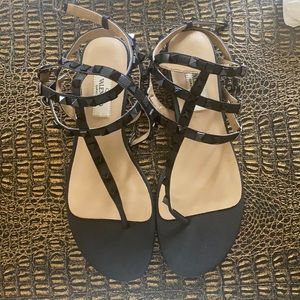 NWT Black VEGAN leather gladiator sandals